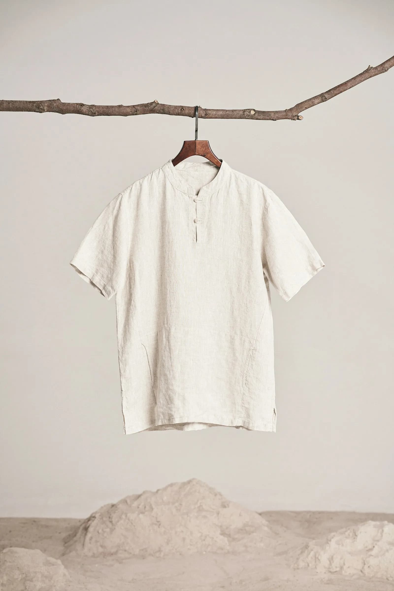 Men's kente-trim linen shirt (sample photo)